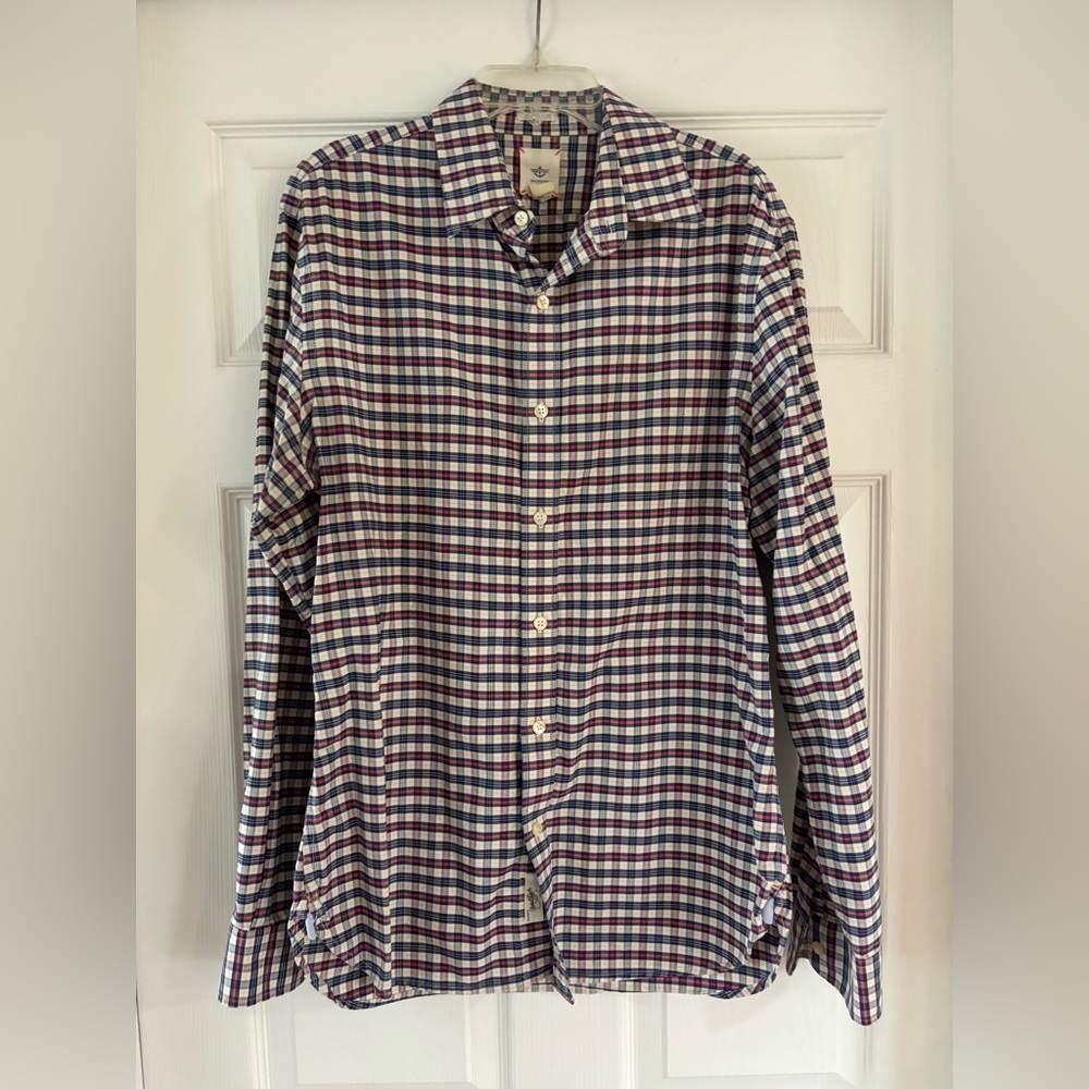 Dockers Men's Blue and Red Plaid Button Down Shirt